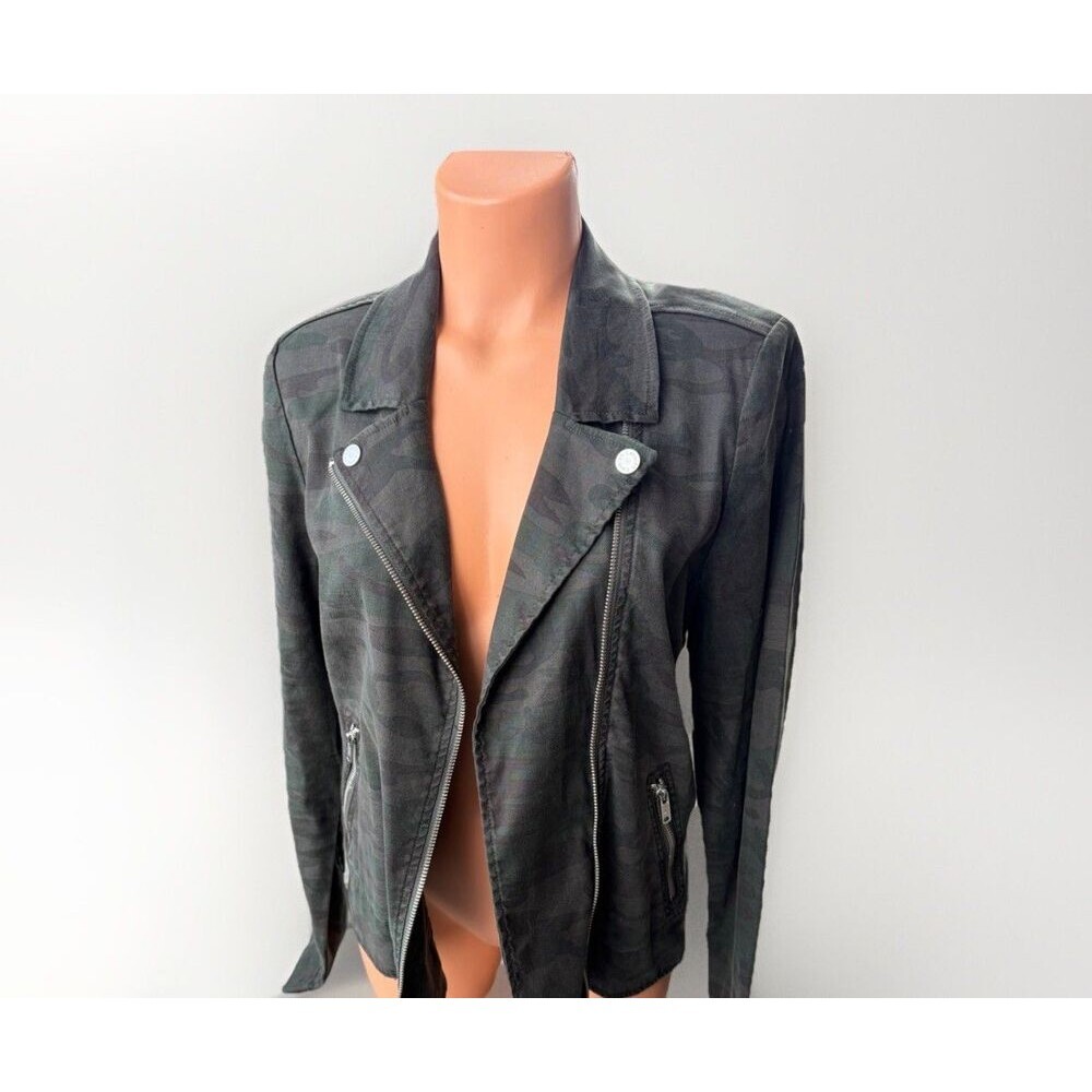 Level 99 Midnight Camo Moto Jacket Size M Linen Blend